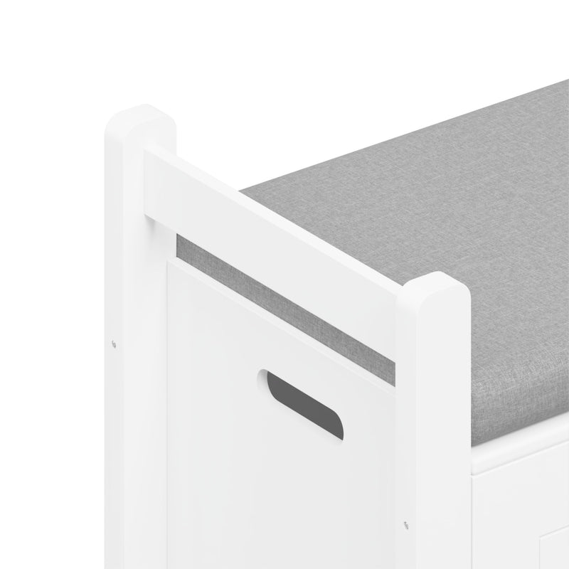 Kids Toy Box Chest Storage Cabinet With Cushion Seat Bench Flip Top Lid Safety Hinge - White