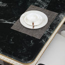 Luxury Modern Dining Table With Faux Marble Top And Dual Circle Base - Black