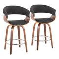 Vintage Mod - Mid Century Modern Fixed Height Counter Stool With Swivel With Round Footrest (Set of 2)