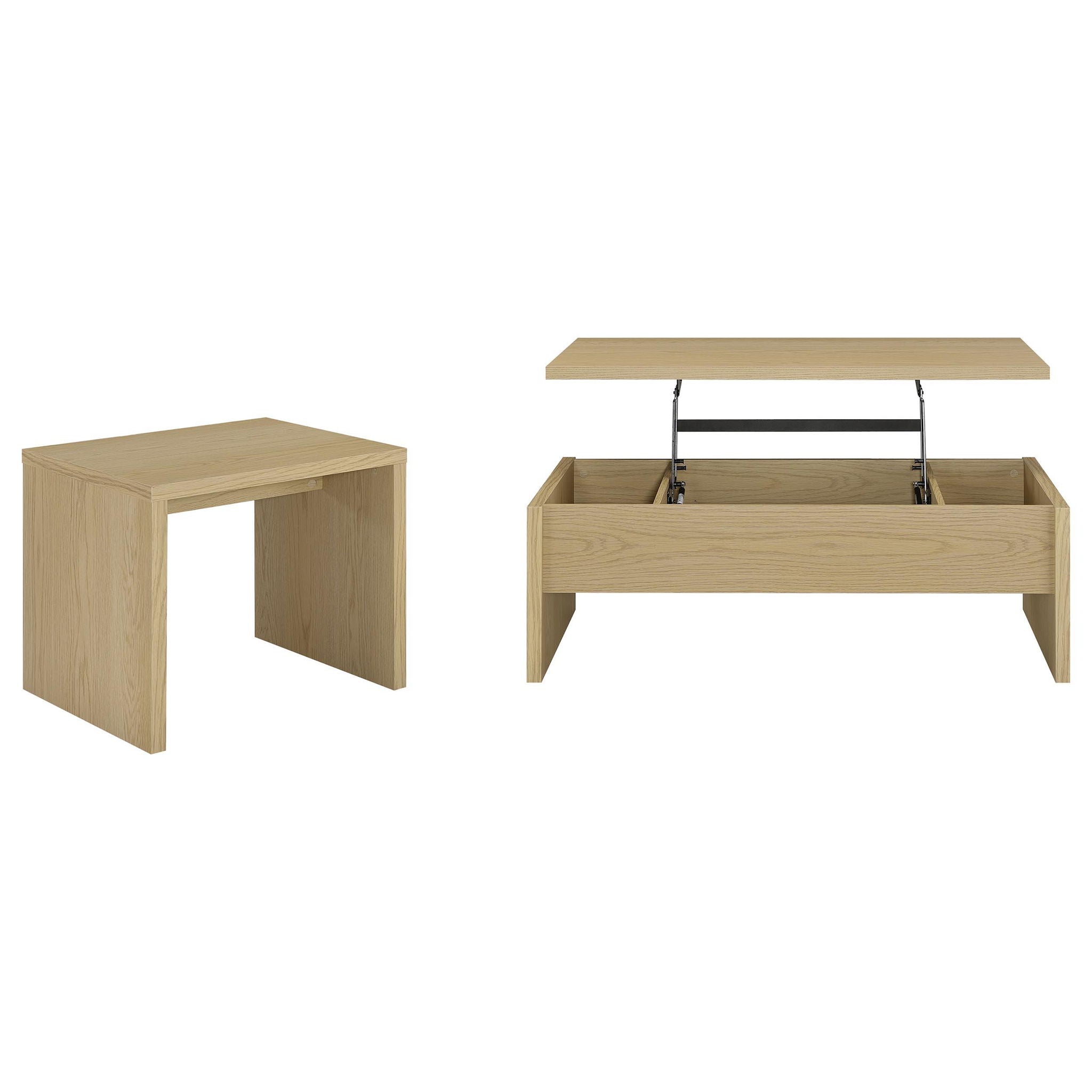 Canoga 2-piece Lift Top Cocktail Coffee Table Set Light Oak - Atlantic Fine Furniture Melbourne FL