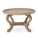 Elegant Coffee Table With Rimmed Top And Curved Design