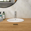 Semi Recessed Bathroom Sink With Countertop Vessel Design, 17" X 15.5" - White