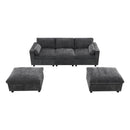 Modular Sectional With Storage Pockets, 5 Seat U Shaped Couch Set With Pillows, Free Combination Modern Cloud Sofa With 2 Movable Ottoman
