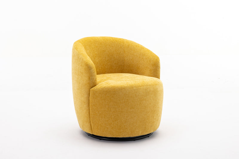 Chenille Fabric Swivel Accent Armchair Barrel Chair With Powder Coating Metal Ring