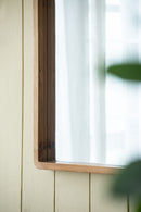 Rectangle Wood Mirror, Farmhouse Wall Decor For Living Room Bedroom Entryway - Brown