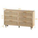 Rattan Storage Cabinet With 6 Drawers For Bedroom And Living Room - Natural