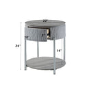Yukino - End Table - Gray High Gloss & Chrome