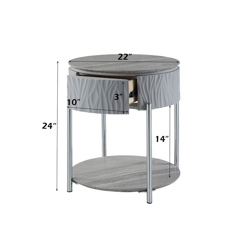 Yukino - End Table - Gray High & Chrome