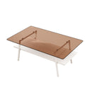 Rectangle Coffee Table, Tempered Glass Tabletop Modern Table For Living Room