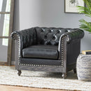 Luminex - Tufted Upholstered Club Chair With Nailhead Accents And Scrolled Tuxedo Arms