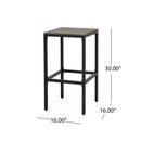 Outdoor Bar Stool With Slat Design And Metal Frame (Set of 2)