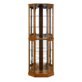 6 Shelf Corner Curio Display Cabinet With Lights, Mirrors And Adjustable Shelves (E26 Light Bulb Not Included)