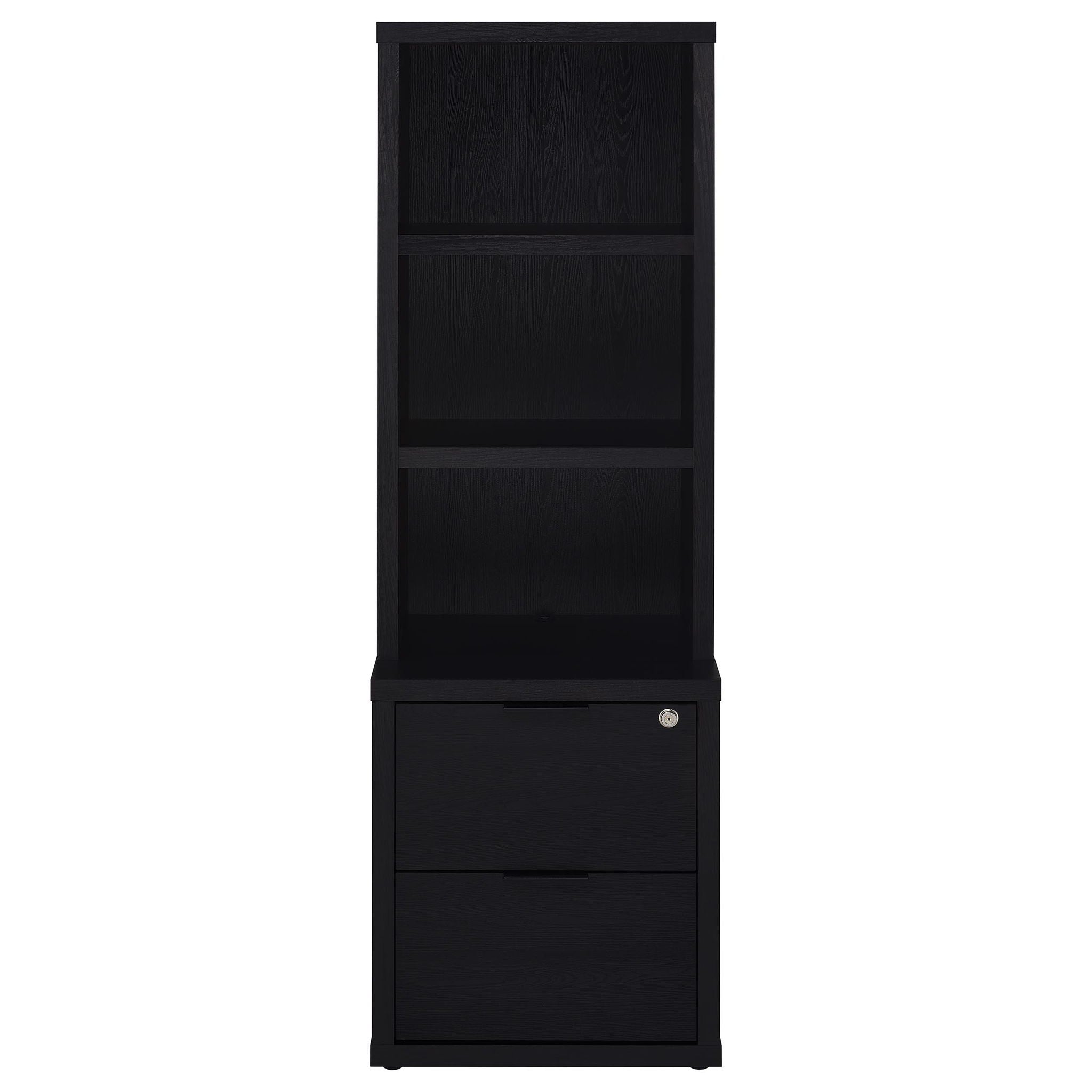Westpark 3-shelf Bookcase USB and Lockable Drawer Black