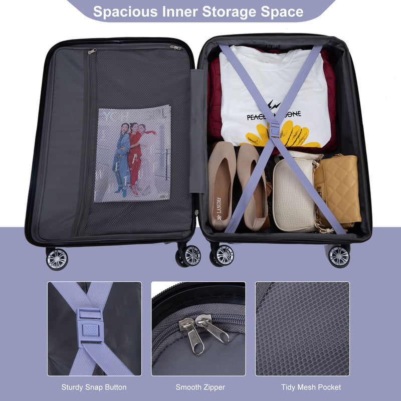 Luggage Set Of 5 Pieces, Expandable Hard Pc Luggage Set With Tsa Lock For Rotating Wheels