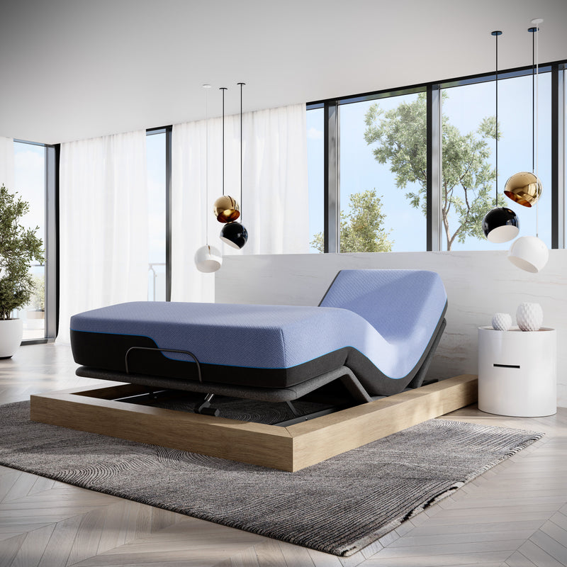 Refresh - 12" Queen Size Flex Head Memory Foam Hybrid Mattress And Adjustable Base Bundle - Blue