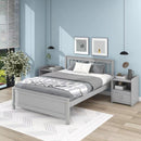Full Bed with Headboard and Footboard,with 2 Nightstands,Grey