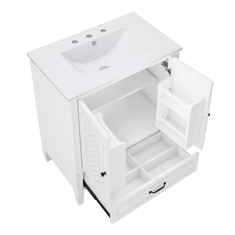 Vintage Style Bathroom Vanity With Sink, Multi Functional Storage, Soft-Closing Door