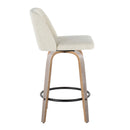 Toriano - Contemporary Fixed Height Counter Stool Swivel & Round Footrest (Set of 2)