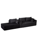 Compression Sectional Couch With Comfy Chaise, Boneless L Shape Sofa With Deep Seat