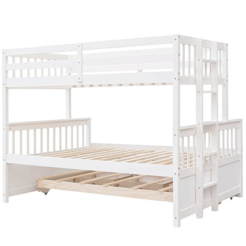 Twin Over Full Bunk Bed With Twin Size Trundle, Separable Bunk Bed With Drawers For Bedroom