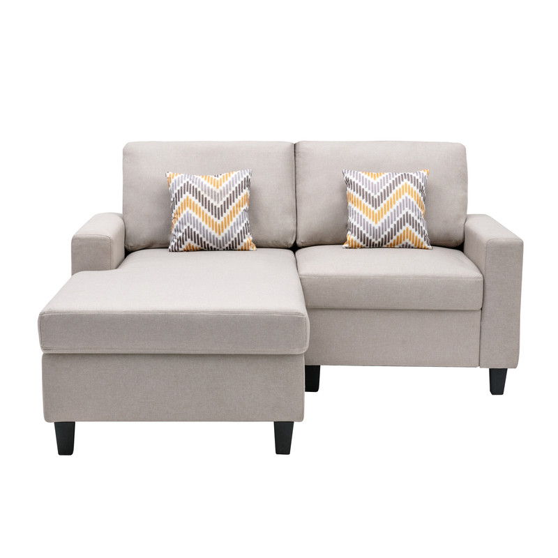 Nolan - Fabric 2-Seater Reversible Sofa With Pillows And Interchangeable Legs