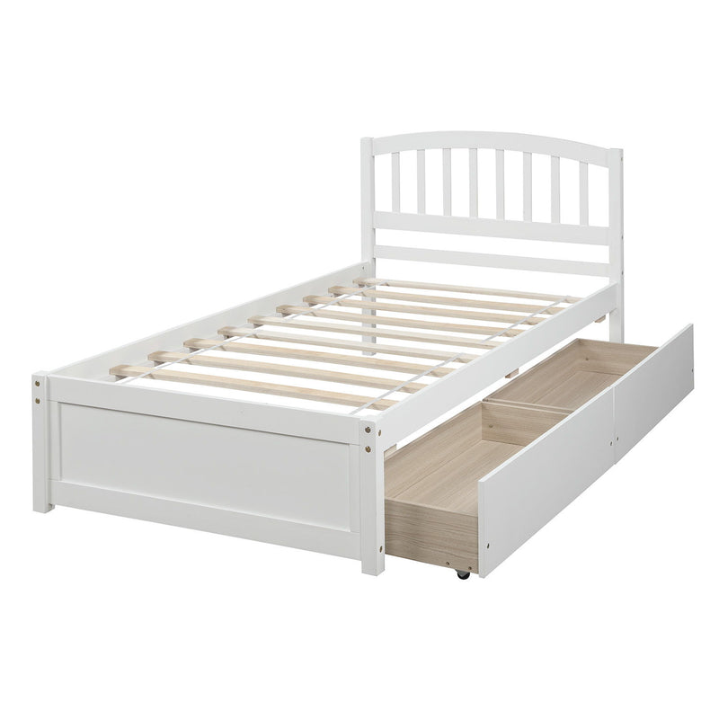 Platform Storage Bed Wood Bed Frame With Two Drawers And Headboard