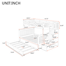 Twin-Over-Full Bunk Bed with Twin size Trundle, Storage and Guard Rail for Bedroom, Dorm, for Adults, Espresso(OLD SKU :LT000119AAP)