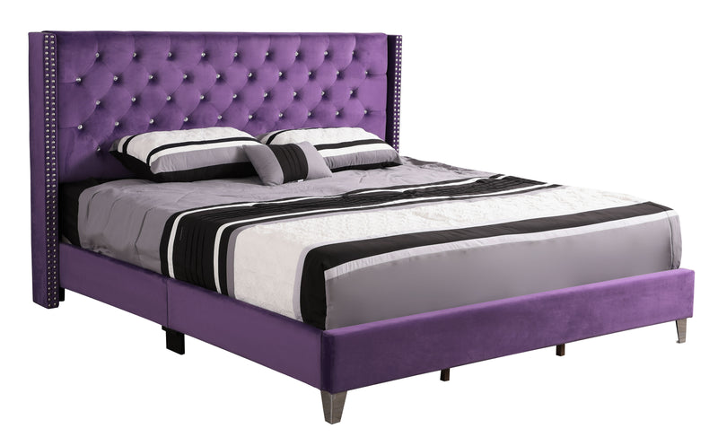 Julie - Upholstered Bed With Faux Diamonds