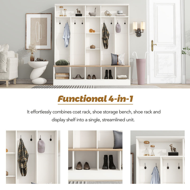 Minimalist Shoe Cabinet With Cube Storage & Shelves