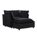 Modern Cozy Upholstered Armchair Sofa With Movable Ottoman