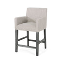 Charmed Upholstered Counter Stool With H Frame Base And Round Arms