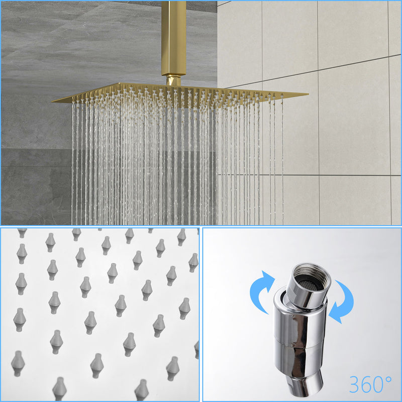 Dual Shower Head System With Ceiling Mount And Rough In Valve