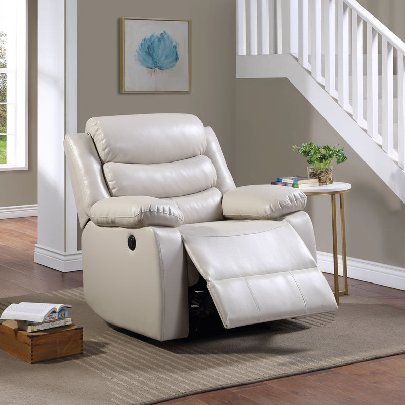 Eilbra - Synthetic Leather Power Motion Recliner - Beige