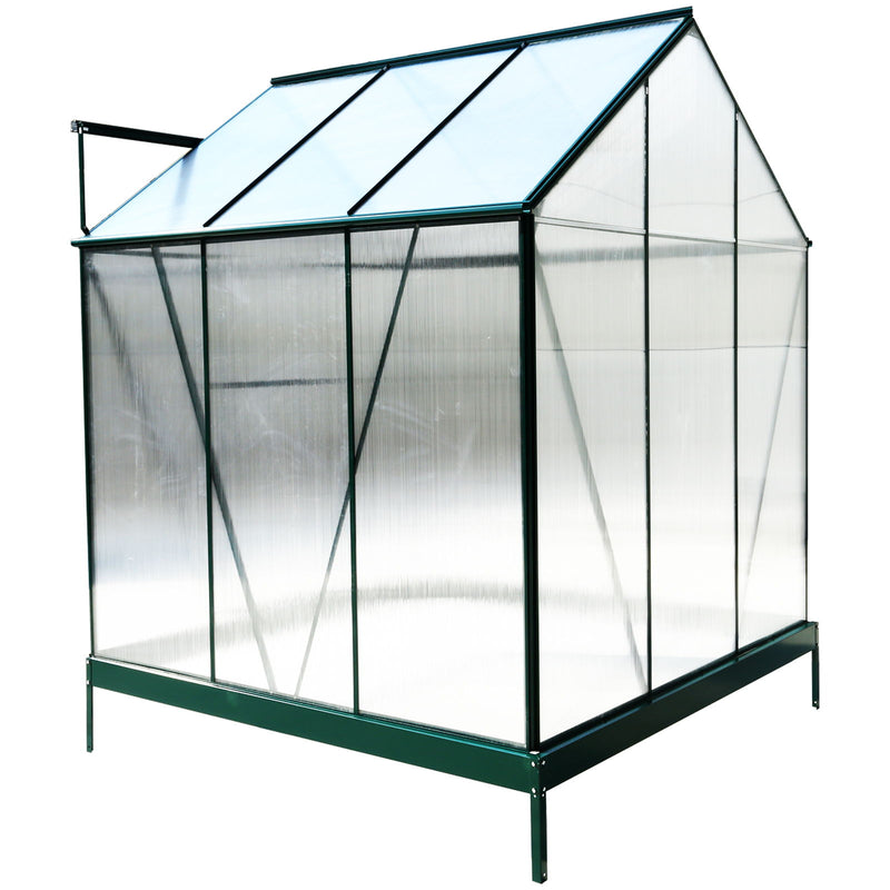 Polycarbonate Greenhouse, Heavy Duty Outdoor Aluminum Walk-In Green House Kit With Rain Gutter, Vent And Door For Backyard Garden