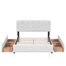 Upholstered Platform Bed With Classic Headboard And Drawers, No Box Spring Needed