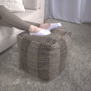 Barracuda - Handcrafted Cotton Pouf With Chevron Pattern - Brown / Beige