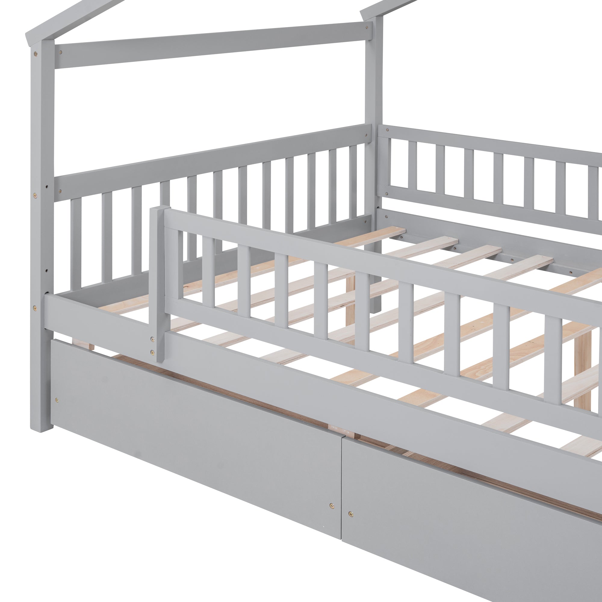 Full Size Wooden House Bed with Two Drawers,Gray - Atlantic Fine Furniture Melbourne FL
