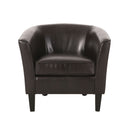 Upholstered Leather Club Chair With Flared Armrests - Brown