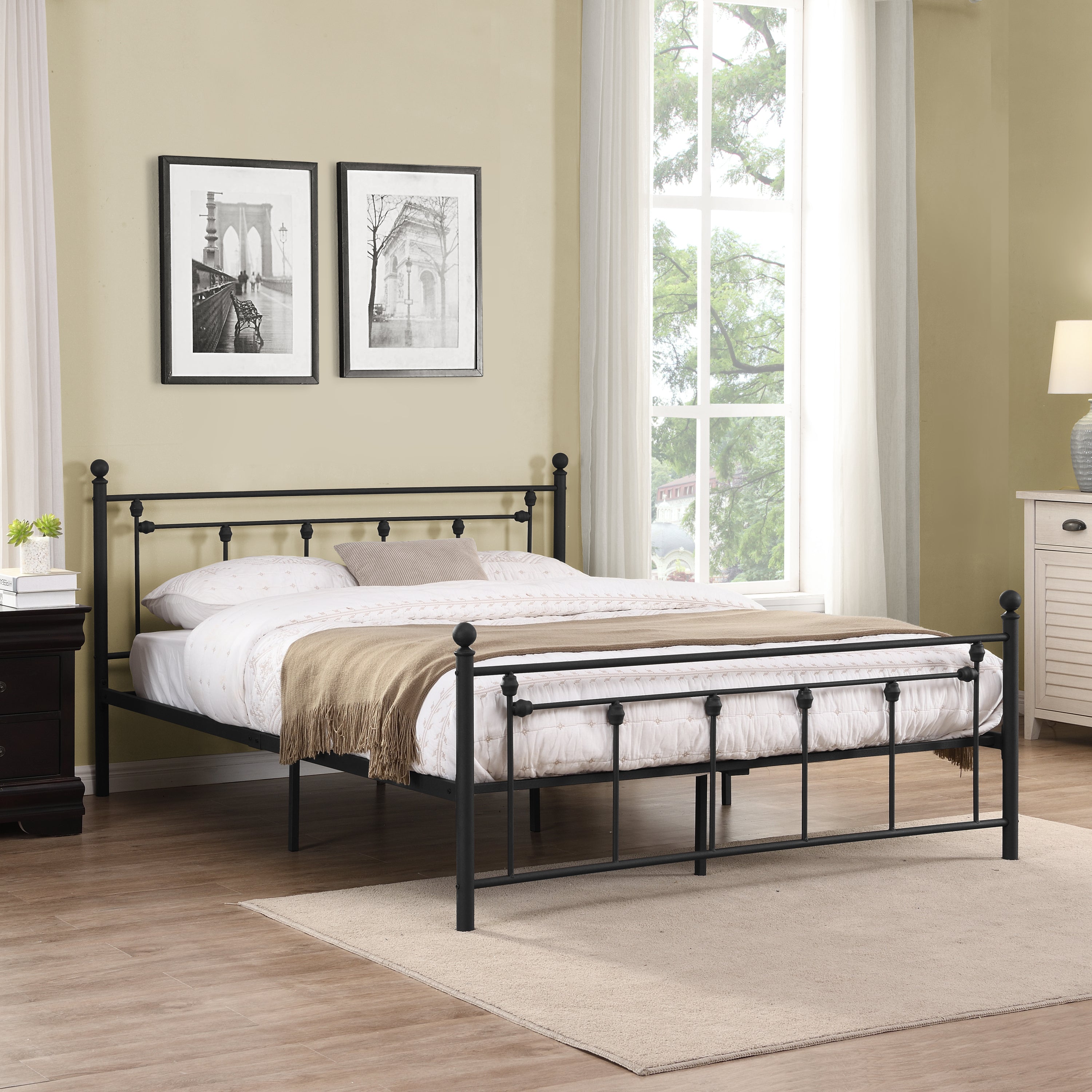 Queen Size Metal Bed Frame with Headboard and Footboard (black) - Atlantic Fine Furniture Melbourne FL