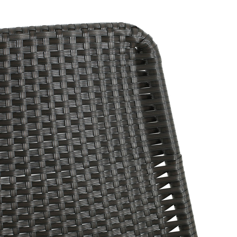 Outdoor Dining Chairs (Set of 2), Rattan Backrest And Cushions, Iron Frame - Dark Brown
