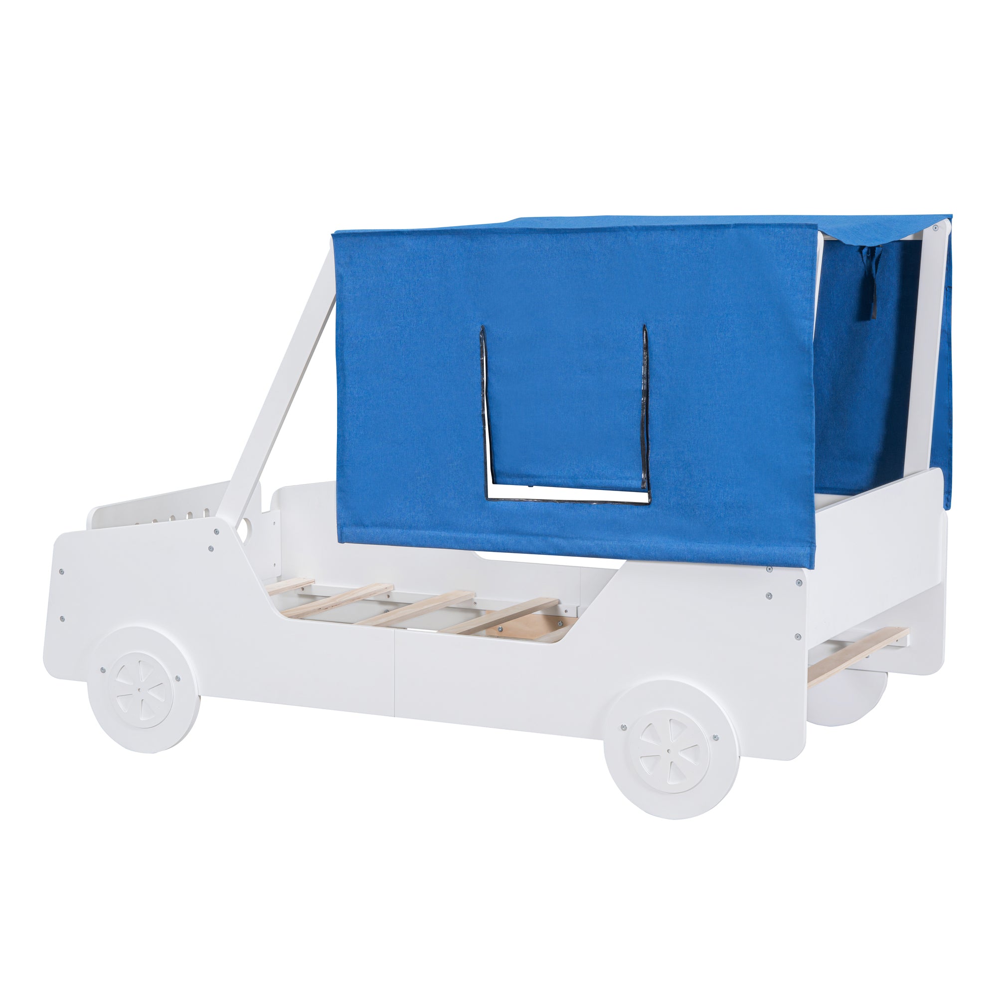 Twin Size Car Shaped Bed with Tents,White - Atlantic Fine Furniture Melbourne FL