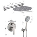Wall Mounted Shower Set With High Pressure 10" Rain Shower Head And 5 Function Handheld Shower Head