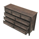 Rustic Storage Dresser With 9 Drawers And Silver Handle