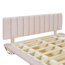 Upholstered Floating Hydrualic Platform Bed With LED Light And USB Port