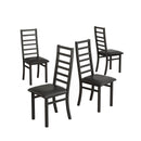Rectangular Stretch Dining Table With 4 Chairs - Black / Gray