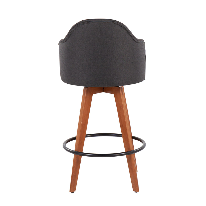 Ahoy - Contemporary Fixed Height Counter Stool With Bamboo Round Footrest (Set of 2)