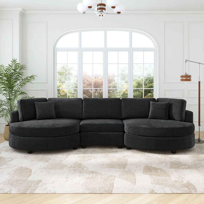 Modern 3 Seater Upholstered Sofa With Curved Design
