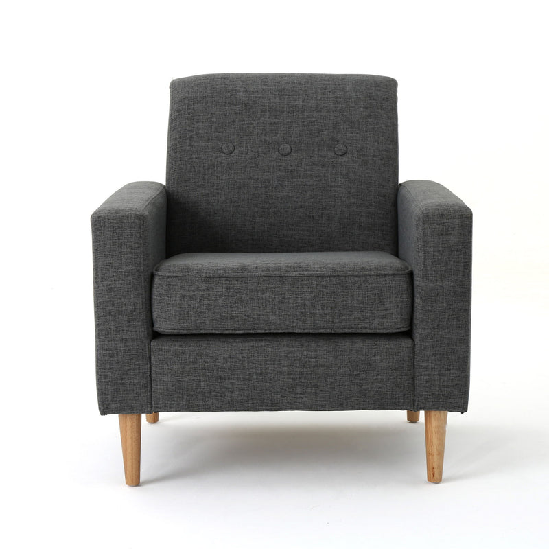 Nebulize - Upholstered Fabric Club Chair With Button Tufted And Square Off Arm And Back