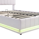Upholstered Bed With Hydraulic Storage System And LED Light, With Sockets And USB Ports