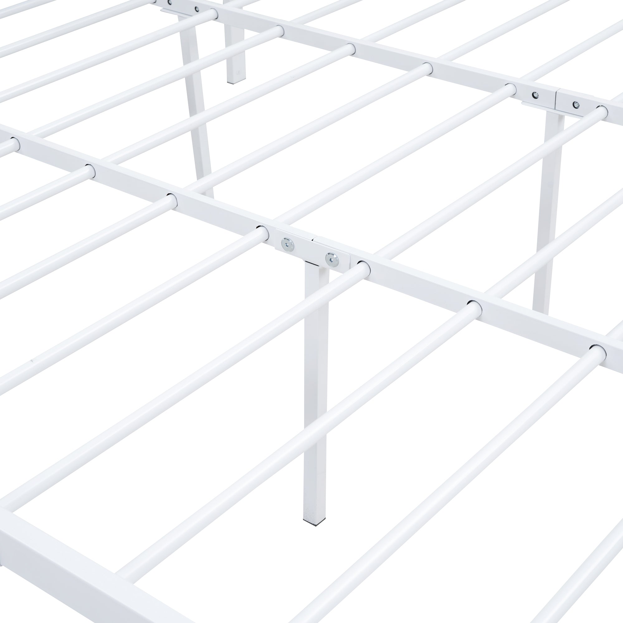 Queen Size Platform Bed, Metal and Wood Bed Frame with Headboard and Footboard , White - Atlantic Fine Furniture Melbourne FL